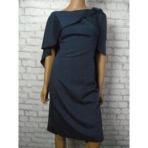 $160 Angel Sanchez Navy Blue Cape Mother of Bride Party Sheath Dress 8 NEW